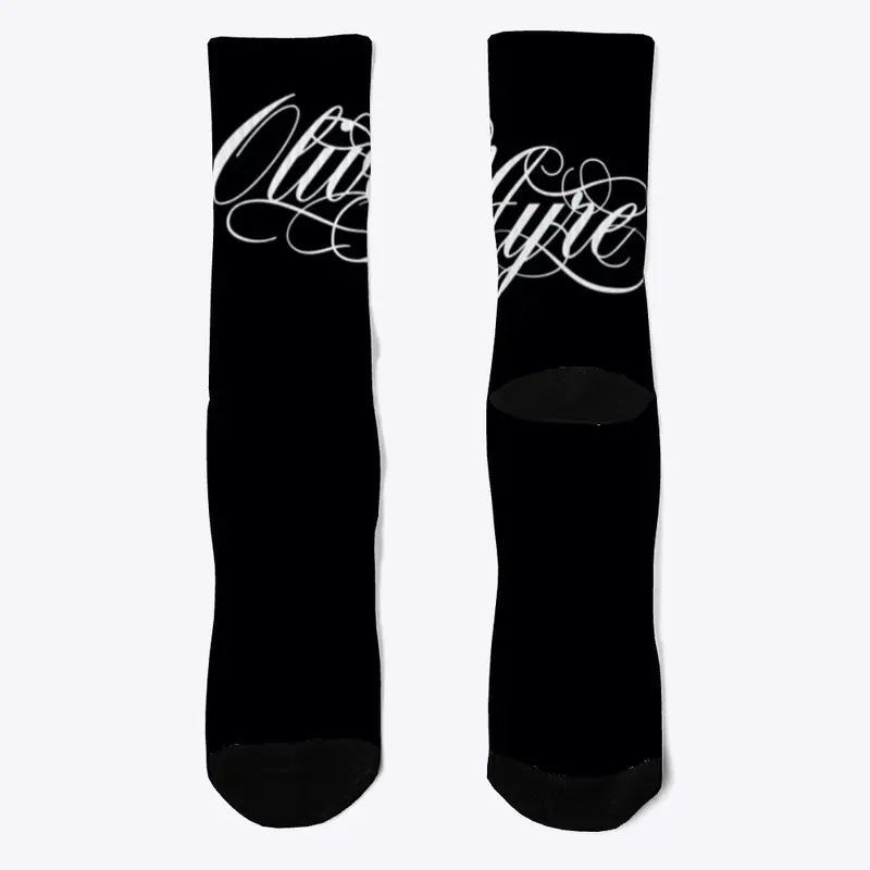 BLACK 'OLIVER AYRE' WHITE LOGO SOCKS